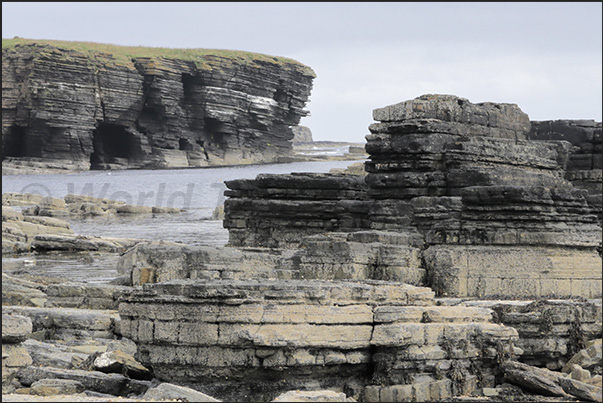The rock stratifications of the cliffs along the north- east coast