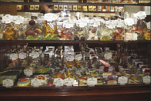 Maiasmokk, the oldest cafe in Tallinn with a display of chocolate and marzipan sweets