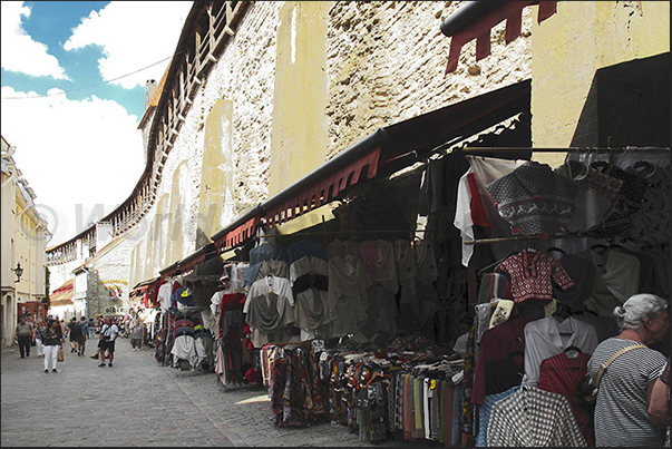The street of the stalls under the medieval walls