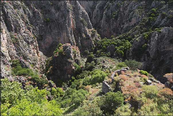 The ruins of the ancient castle of Paleochora near the village of Potamos (center of the island)