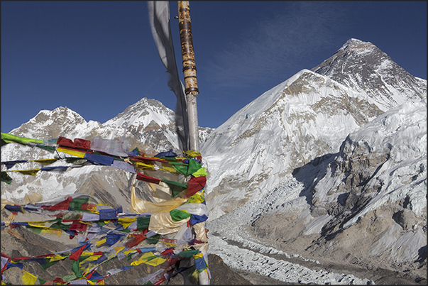 On top of Mount Kala Patthar (5550 m) to see Mount Everest 8848 m on the right). The highest mountain in the world