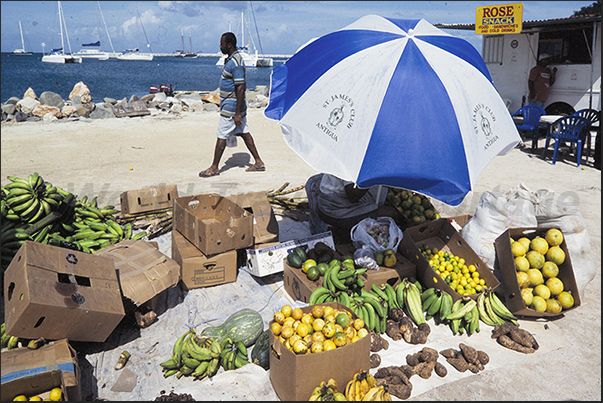 Fruit seller at the market of Marigot, capital of the French part of the island