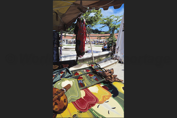 The colorful Marigot market, the capital of the French island