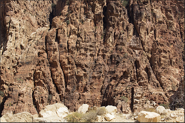 The high rock walls bordering the valley