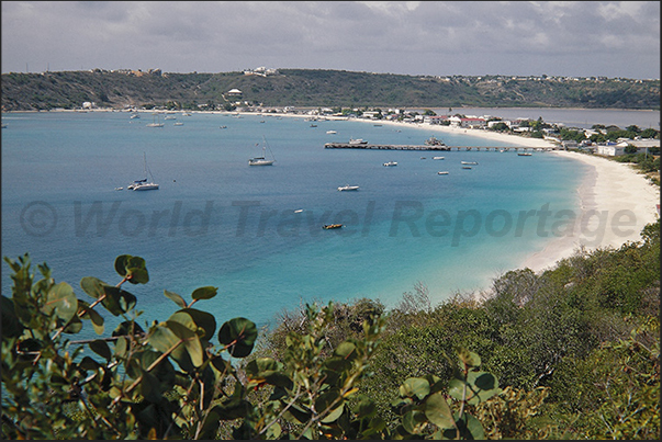 The wide bay of Sandy Ground, starting and finishing point of the Anguilla regatta
