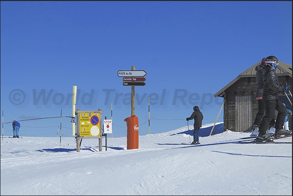 Arrival at the highest point reached by the ski facilities, Pic de Chabrieres (2750 m)