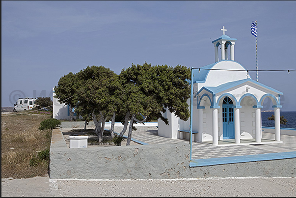 The little church of Pollonia dedicated to the fishermen and sailors of the island