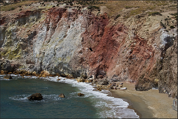The red cliffs of Paliochori beach (south coast of the island)