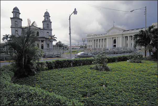 Managua. The Cathedral of St. James and the National Palace of Culture