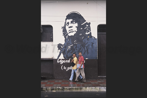 City of Leon where Somoza was murdered. Murals in memory of the Sandinista fight