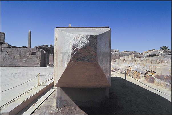 Karnak archaeological site. The tip of an obelisk under construction