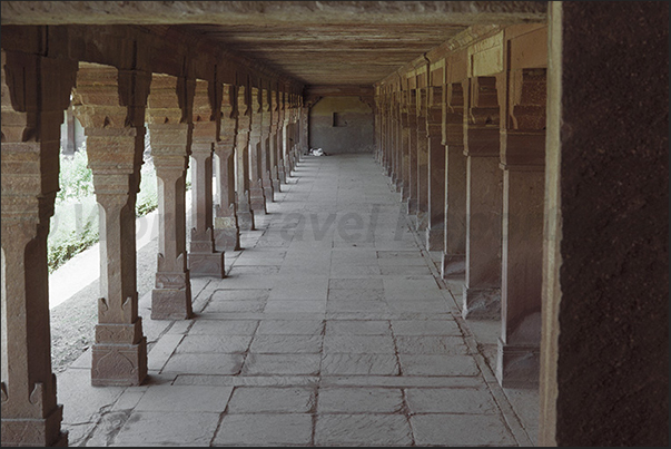 Ancient corridors inside the Agra Red Fort