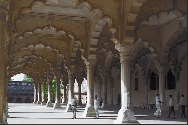 Agra Red Fort. The Diwan-i-Aam, the large arcade of the public audience hall