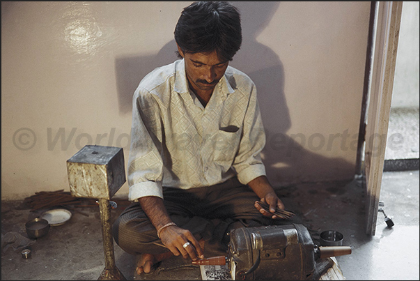 City of Jaipur. Craftsman at work in a jewelry store