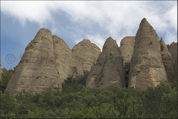 Dozens columns formed by a rocky agglomerate characterize Les Mees located not far from the town of Forcalquier