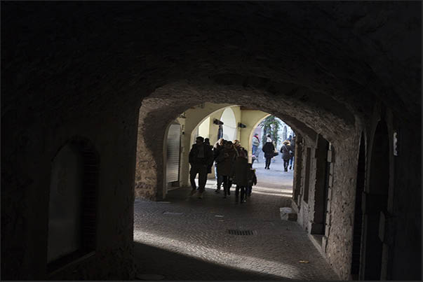 Narrow streets of the historic center of Limone