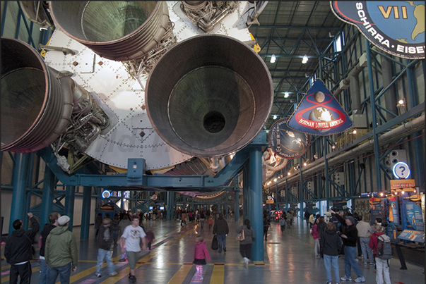 Cape Kennedy Space Center. Pavilion of Saturn V rocket. The carrier which contributed in a fundamental way to Apollo missions