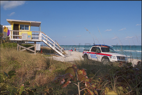Miami Beach. One of the many control points and rescue present on the beach