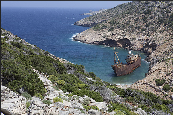 Merchant ship wreck near Kalotantissa bay, western tip of the island