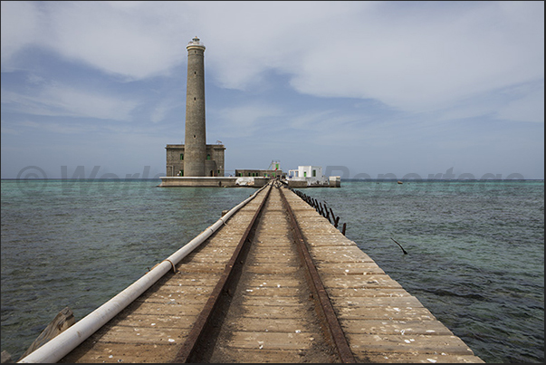 The pier with the railway to unload food and water from the ships for the soldiers guarding the lighthouse