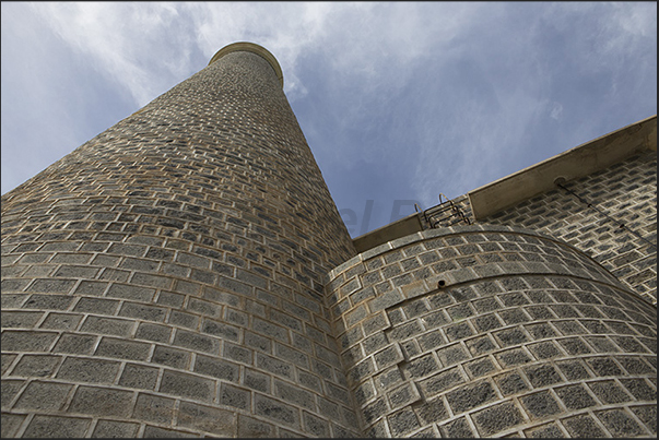 The thick stone walls of Sanganeb lighthouse