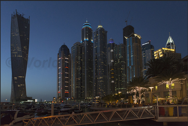 The skyline of Jumeiirah, the new city that extends into the Luxury Dubai district. The Yacht Marina