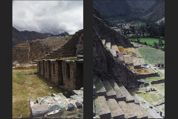 Ollantaytambo (2.792 m). Ruins of the fortress built with granite blocks and the Temple of the Sun