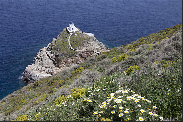 The Epta Martires church built on the cliff below the village of Kastro