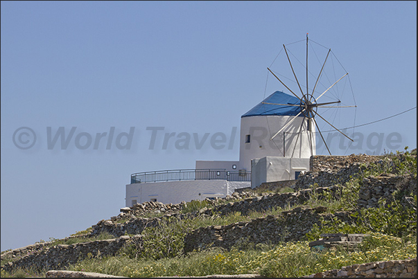 Ancient windmills restored close the town of Apollonia