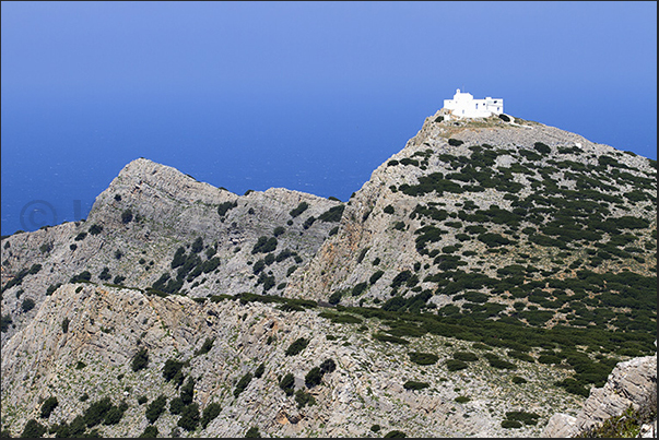 At the top of the mountains of the island there is always a small monastery