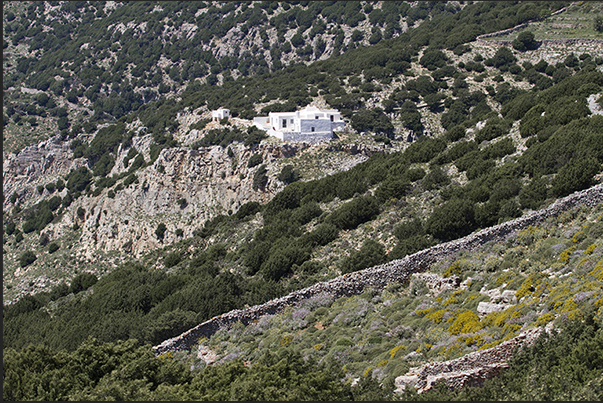 From the church of Agios Marina begins the path that leads to the majestic monastery of Profitis Elias