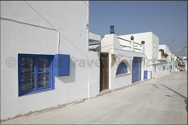 White and blue are the dominant colors in the town of Hora
