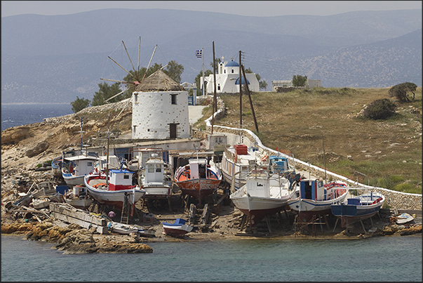 Fishing boat yard in the port of Potamia (west coast).