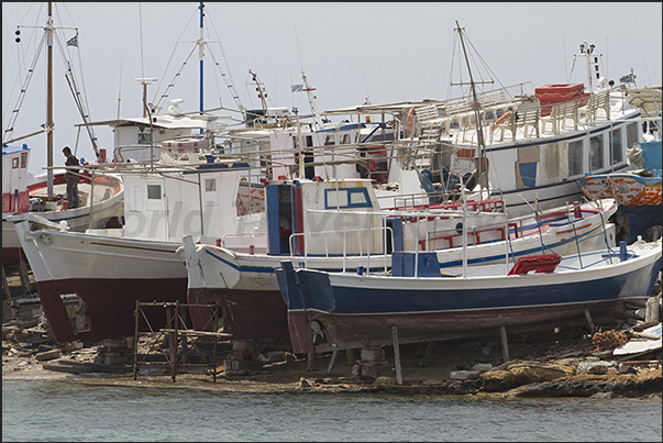 Fishing boat yard in the port of Potamia (west coast)