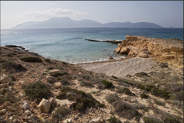 Italidha Bay (south east coast). On the horizon the uninhabited island of Keros