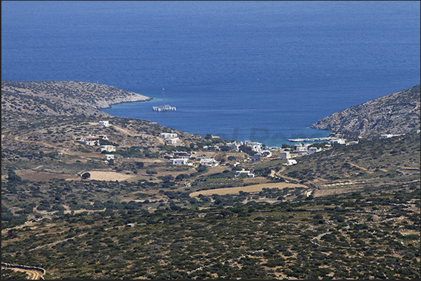 Tourkavlako bay with the town of Kato Horio, arrival port of the ferries