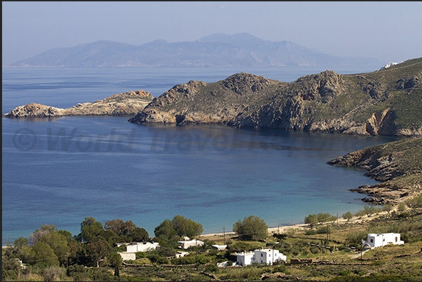 South East coast. Lia bay and on the horizon the island of Sifnos