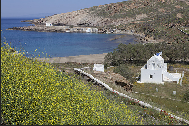 North east coast. Merthias Bay. Church of Aghios Nikolaos above and below the church of Merthias