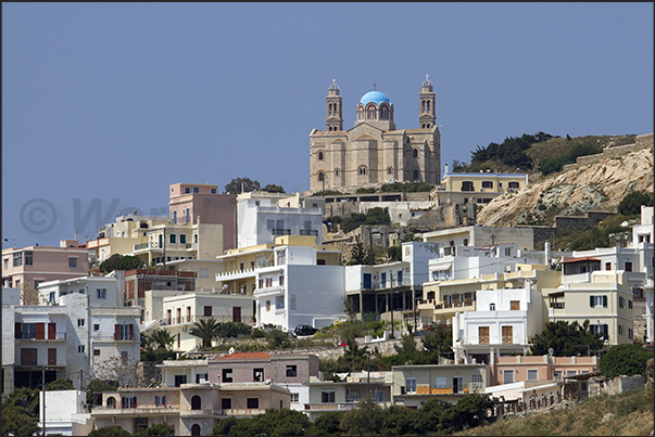 Ermoupoli, the capital of the island and the point of arrival and departure of the ferries. Resurrection of the Lord church