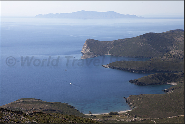 North West Coast Below the beach of Lia, then the bays of Marmari and Grammata and on the horizon the island of Kytnos