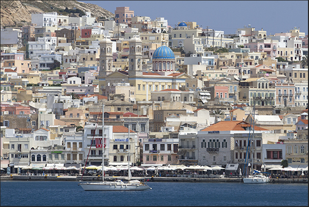 Ermoupoli, the capital of the island and the point of arrival and departure of the ferries.