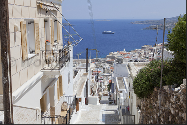 The marble-paved streets that run through Ermoupoli