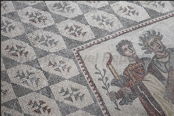Mosaic floor at the entrance of the villa Mosaic floor at the entrance of the villa
