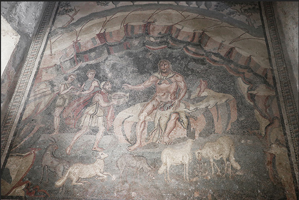 The room with the mosaic floor that tells the story of Ulysses' encounter with Polyphemus The room with the mosaic floor that tells the story of Ulysses' encounter with Polyphemus