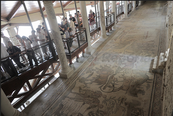 Corridor called the Great Hunt, almost 60 meters long, completely covered in mosaics with various hunting scenes Corridor called the Great Hunt, almost 60 meters long, completely covered in mosaics with various hunting scenes