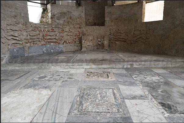 The floor of the great basilica of the Roman villa The floor of the great basilica of the Roman villa