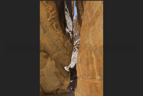 Carved into brittle rock in the desert, the Al-Siq canyon is the way most known by tourists to access in Petra