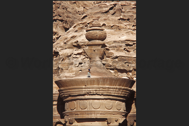 The urn on the roof of the Al-Deir Temple known as The Monastery
