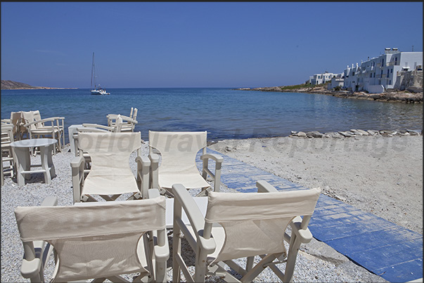 Naoussa. The seafront promenade with beach restaurants
