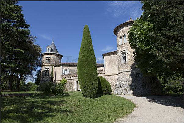 Château de Mouans, a castle with an unusual triangular shape with three arms. The entrance façade